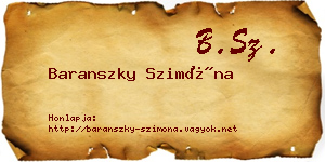 Baranszky Szimóna névjegykártya